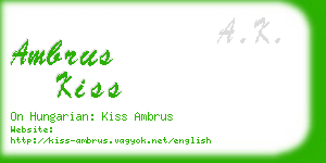 ambrus kiss business card